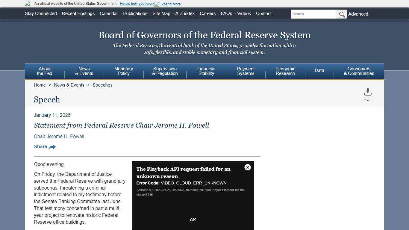 Statement from Federal Reserve Chair Jerome H. Powell - Federal Reserve Board